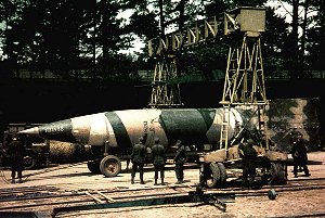 A rocket is prepared for launch.